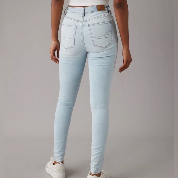 American Eagle Outfitters High Rise Blue Jeans Distressed Denim - Picture 3 of 10